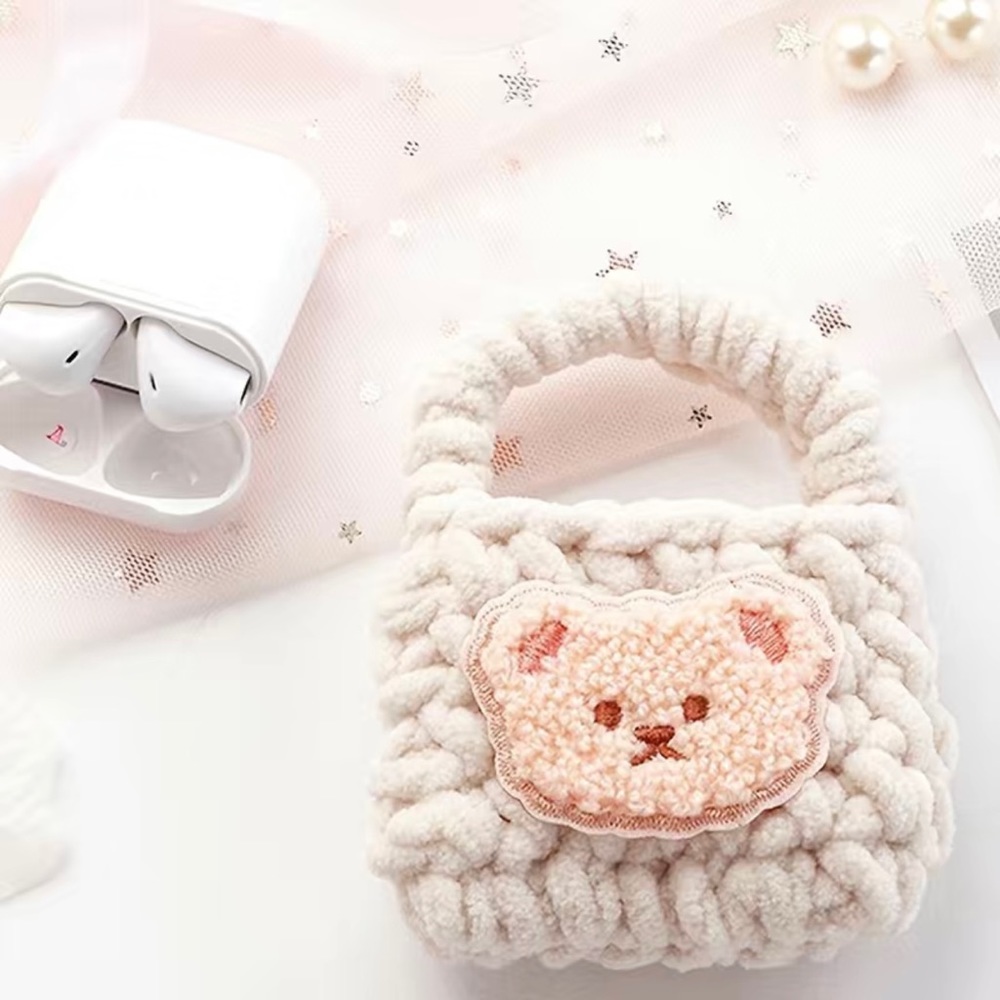 Air Pods Knitted Bear Handbag Protective Case - For AirPods 1 or 2 - Brand New